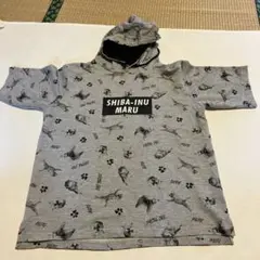 メンズ　Mサイズ　グレー　柴犬　半袖パーカー