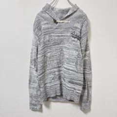 ガッチャ S グレー コットン100％ 刺繍ロゴ サーフ ショールカラー ニット