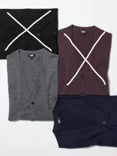 【新品未開封品2着セット】エクストラファインメリノウール　Vネックカーディガン