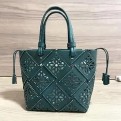 美品/ゲンテン　ハンドバッグ　サスカットバスケット　カットワーク　グリーン　Sのサムネイル