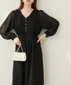 natural couture ピンタックプリーツお上品ワンピース