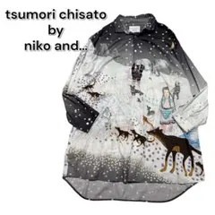 ツモリチサト ニコアンド 雪の日 シャツ ワンピース ロング 長袖 コラボ 総柄のサムネイル
