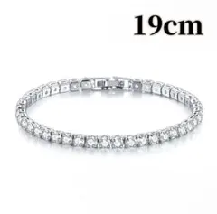 ブレスレット テニス ヒップホップ 19 クリスタル シルバー