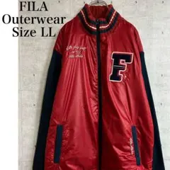 FILA golfアウター スタジャン　フルジップ　異素材　赤×紺ネイビー
