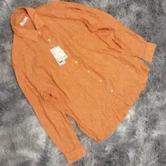 UNIQLO ユニクロ（XL）プレミアムリネンシャツ オレンジ メンズ