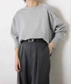 ち*む様 コラージュガリャルダガランテ クロップドラメ裏毛スウェット　グレー