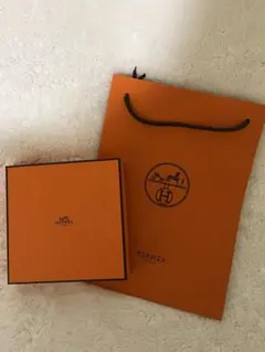 HERMES オレンジ ショップ袋とボックスセット