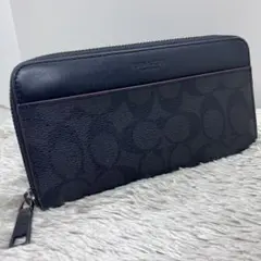 COACH シグネチャー ラウンドジップ 長財布 レザー PVC F25517