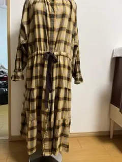 SamansaMos2 チェック柄シャツワンピース（長袖）