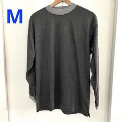 新品　ユニクロ　M モックネックTシャツ　グレー　メンズ