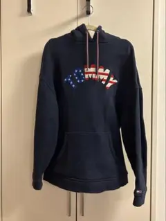 TOMMY JEANS ネイビー フード付きトレーナー XS