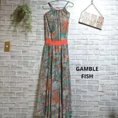 キャミワンピース 美品 ペイズリー 花柄 大人可愛い リゾートワンピ 上品 F