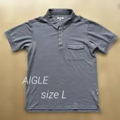 AIGLE ポロシャツ グレー Lサイズ 胸ポケット付きのサムネイル