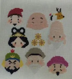 クロスステッチ完成品「七福神の顔だけ〜」