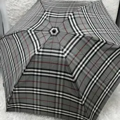 ケース付✨BURBERRY 折りたたみ傘 ノバチェック グレー　ロゴ入り