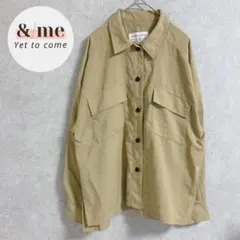ページボーイ　ミリタリーシャツ　長袖　ダブルポケット　スリット　ベージュ