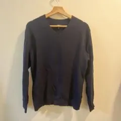 ユニクロ ワッフルVネックセーター ネイビー M ヴィンテージ 古着