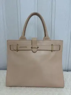 【美品】FURLA レザー ハンドバッグ トートバッグ ピンクベージュ