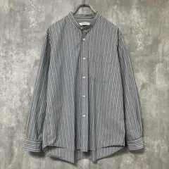 【良品】JOHNBULL｜ジョンブル，長袖シャツ，ストライプ，ノーカラー