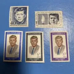 ジョン・F・ケネディ 5セント 切手 1964年 ジョン・F・ケネディ追悼記念切手 5セント 未使用切手 6枚 1964年発行