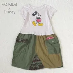 【FOキッズ×ディズニー】ワンピース 半袖 レイヤード風 ミッキー【140】美品のサムネイル