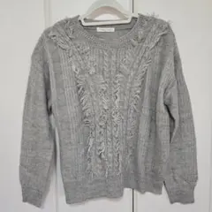 LOWRYS FARM グレー フリンジニット Lサイズ