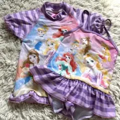 ディズニープリンセス　ラッシュガードと水着　　セット　100 パープル