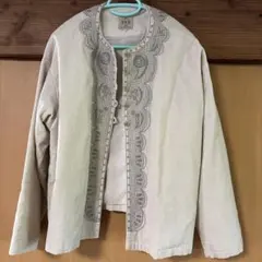 刺繍入りノーカラージャケット アイボリー サマンサモスモスのサムネイル