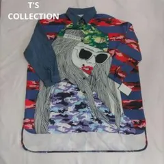 TS COLLECTION シャツワンピース ビッグシルエット 迷彩 カモフラ