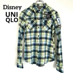 【美品】Disney×UNIQLO フランネルシャツ チェック グリーン