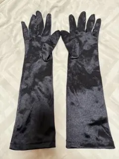 サテン　黒 ロンググローブ　ダンス　ハロウィン　仮装