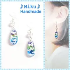 No.1610-B シマエナガ☆お花☆パール☆レジン☆ピアス・イヤリング