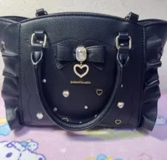 サマンサベガ サイドレースアップリボンビジューミニフラッター ブラック