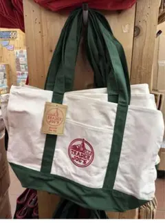 新作　トレジョ　ラージ　キャンバス　トートバッグ　グリーン