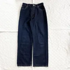 濃紺 デニムパンツ L レディース 後ろゴム ワイド寄り 綿100% M相当