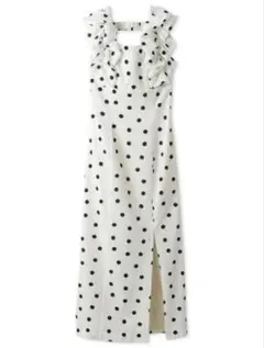 SNIDEL バルーンフリルスリーブIラインワンピース　ドット