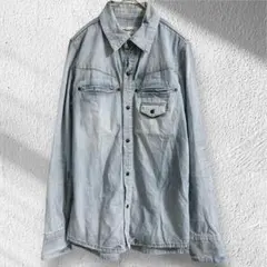 ディーティーエー　デニムシャツ　ジャケット　長袖　ダメージ加工風　ユニセックス