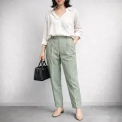 ジーユー［XL］大人気！完売品◎大人ナチュラル◎起毛タックテーパードパンツ