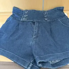 ハイウエスト デニムショートパンツ