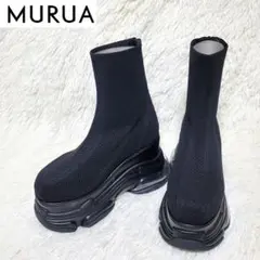 極美品❤️MURUA ムルーア エアソールソックブーツ 厚底 バックジップのサムネイル