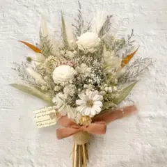 ホワイトドライフラワーブーケ☆ナチュラルで優しい癒しの花束♪