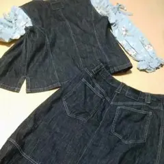 最終セール(極美品)デニムスカート アシンメトリー/ 2way 綿 黒