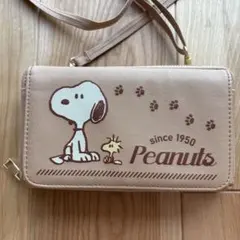 スヌーピー 長財布 ポーチ ベージュ