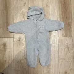 kashwére ブルーグレー くま耳フード付きロンパース　6〜12m
