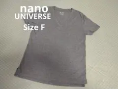 ナノユニバース Vネック Tシャツ 半袖 トップス Fサイズ グレー 無地