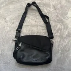 ランバン　ブラック ショルダーバッグ ナイロン レザー　黒
