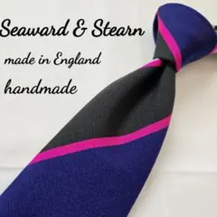 美品　Seaward & Stearn ブルー　グレー　ストライプ　ネクタイのサムネイル