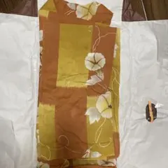 オレンジ系 花柄 綿浴衣