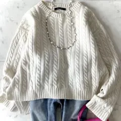 人気 マカフィー トゥモローランド ウール カシミヤ ケーブルニットプルオーバー