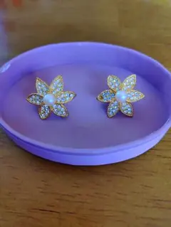 花型パールストーンイヤリング